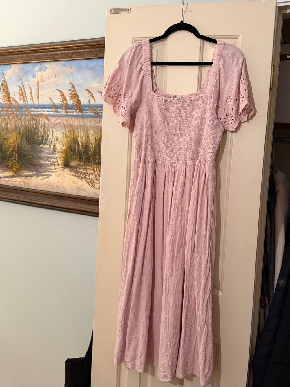 Madewell Blush Pink Square-Neck Midi Dress
